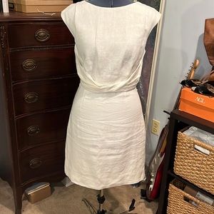 White linen dress that is lined from J. Crew